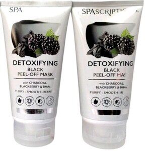 2X Spa scriptions DETOXIFYING Black Peel-off Mask w/ Charcoal, Blackberr…